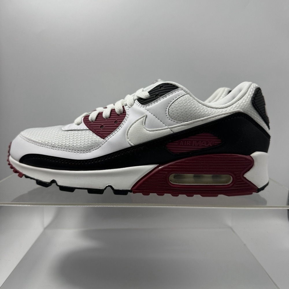 Brand New Nike Air Max 90 White Maroon Black Sneakers CT4352-104 Men's Size 10.5